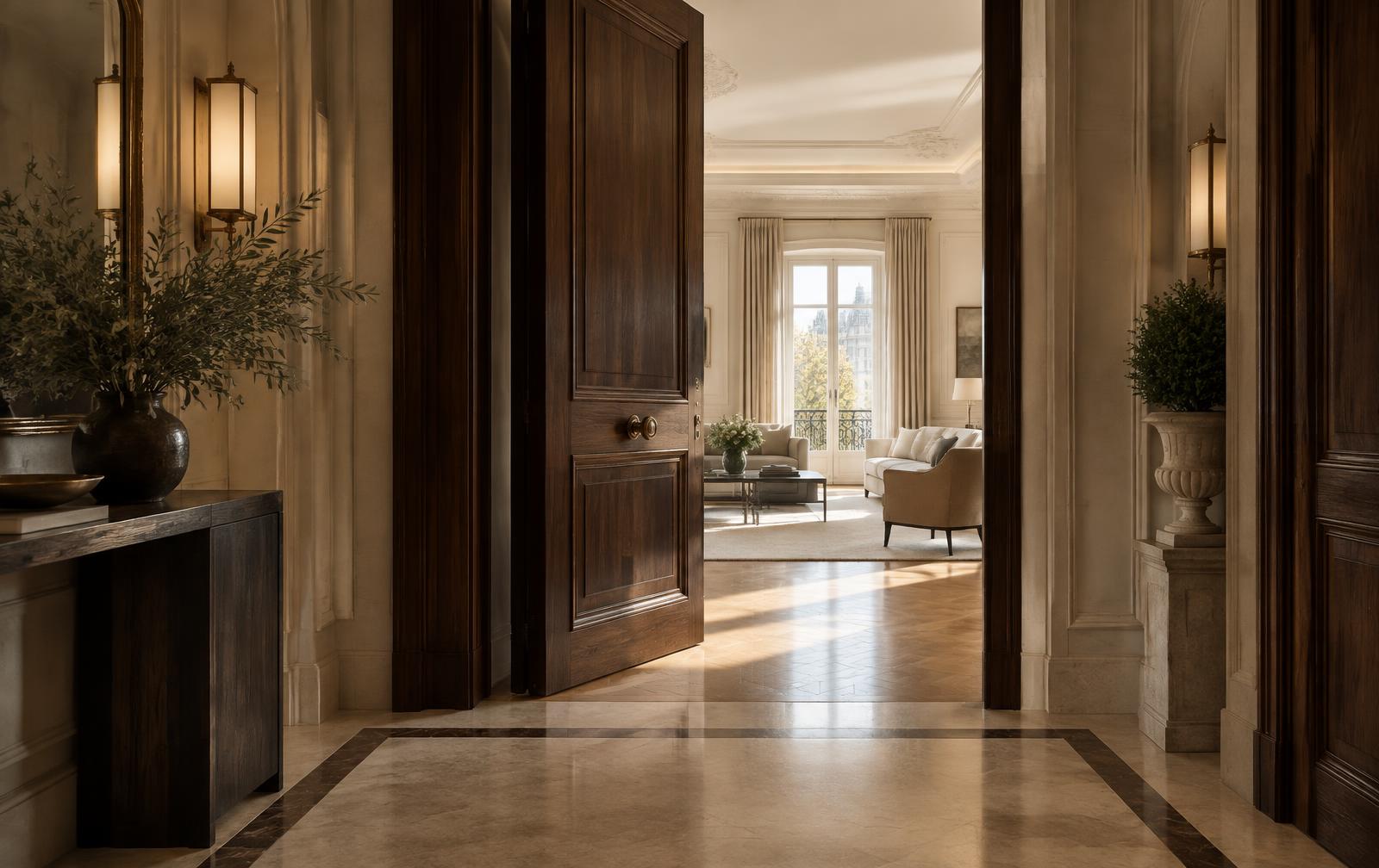 Entrada discreta a una residencia privada de Madrid